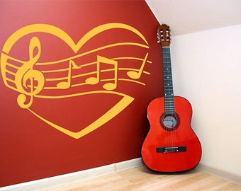 Music Notes Heart Wall Decal – Music Room Decor
