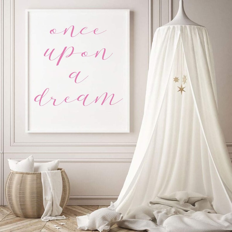 Bedroom Playroom Inspiring Wall Decor for Living Room Once Upon A Dream Beautiful Fairy Tale Quote in Vinyl Lettering