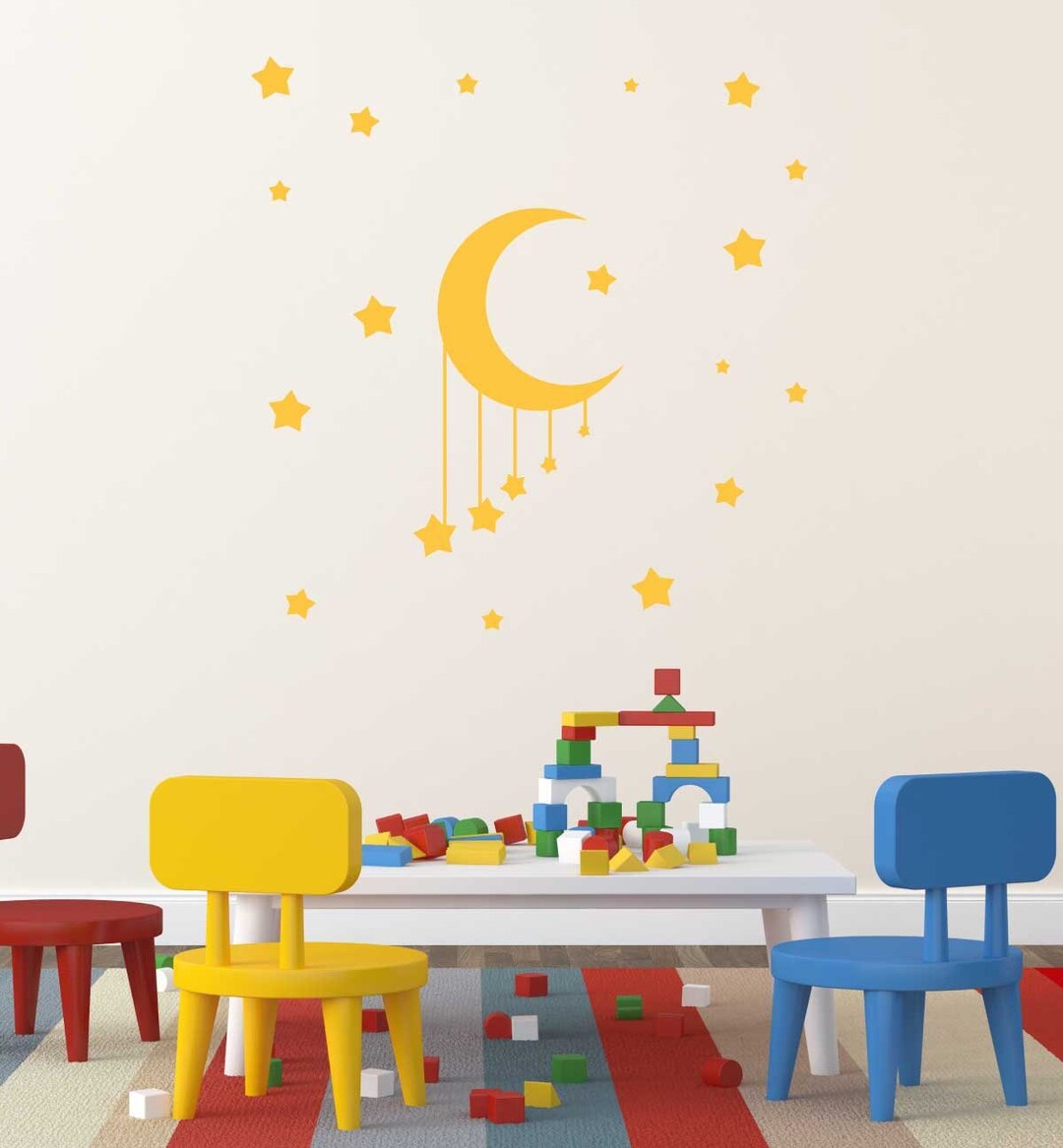 Moon and Stars Vinyl Wall Decals, Baby Room Decor - Etsy