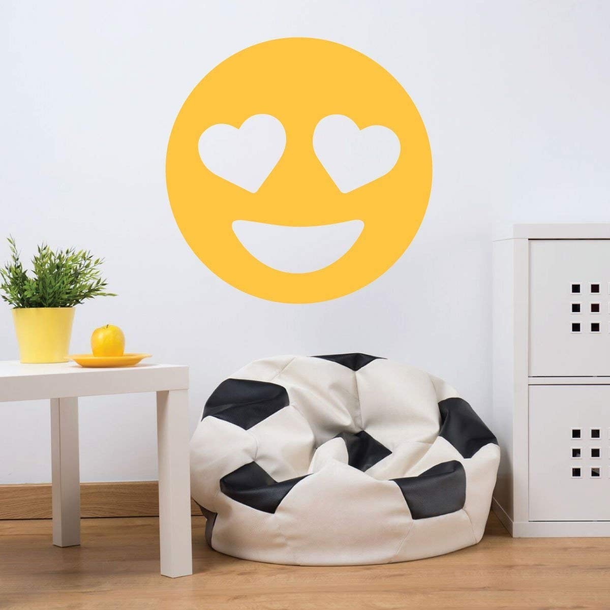 Emoji Wall Decal - Smiling Heart Eyes - Vinyl Decoration for Boys' or Girls' Bedroom, Playroom or Nursery, Classroom Decor