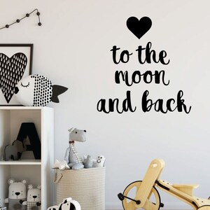 Children Wall Decal - To The Moon And Back - Vinyl Decorations for Boy&#39;s Bedroom, Playroom or Study Area