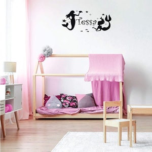 Mermaid Wall Decal - Personalized Vinyl Decor for Girl&#39;s Bedroom, Bathroom, Playroom or Nursery Decoration