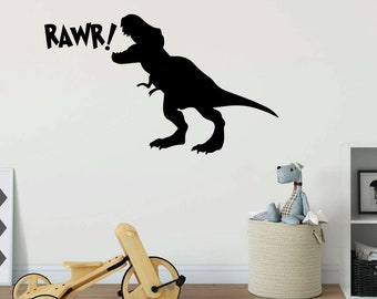 T-REX Wandtattoo - RAWR - Dinosaurier Silhouette Vinyl Aufkleber Dekor für Jungen Zimmer oder Spielzimmer Dekoration
