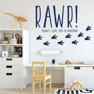 Dinosaur Wall Decal for Kids Room RAWR Means I Love You In Dinosaur Vinyl Sticker for Boy's or Girl's Bedroom Playroom or Baby image 5