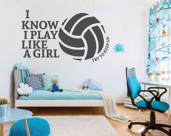 Volleyball Decal, Volleyball Vinyl Sticker, Volleyball Decor for Girls Bedroom, Custom Vinyl Decal, Personalized Wall Decal, Sports Theme