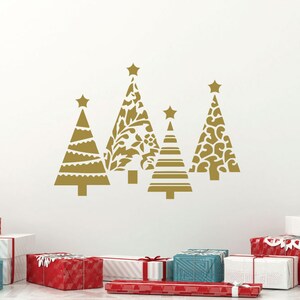 Christmas Tree Decals - Holiday Vinyl Stickers for Walls, Windows, Tiles, Flat Surfaces - Festive Decor for Home or Office