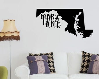 Maryland Wall Decal - State Silhouette Vinyl Art for Home Decor, Living Room or Family Room Decoration