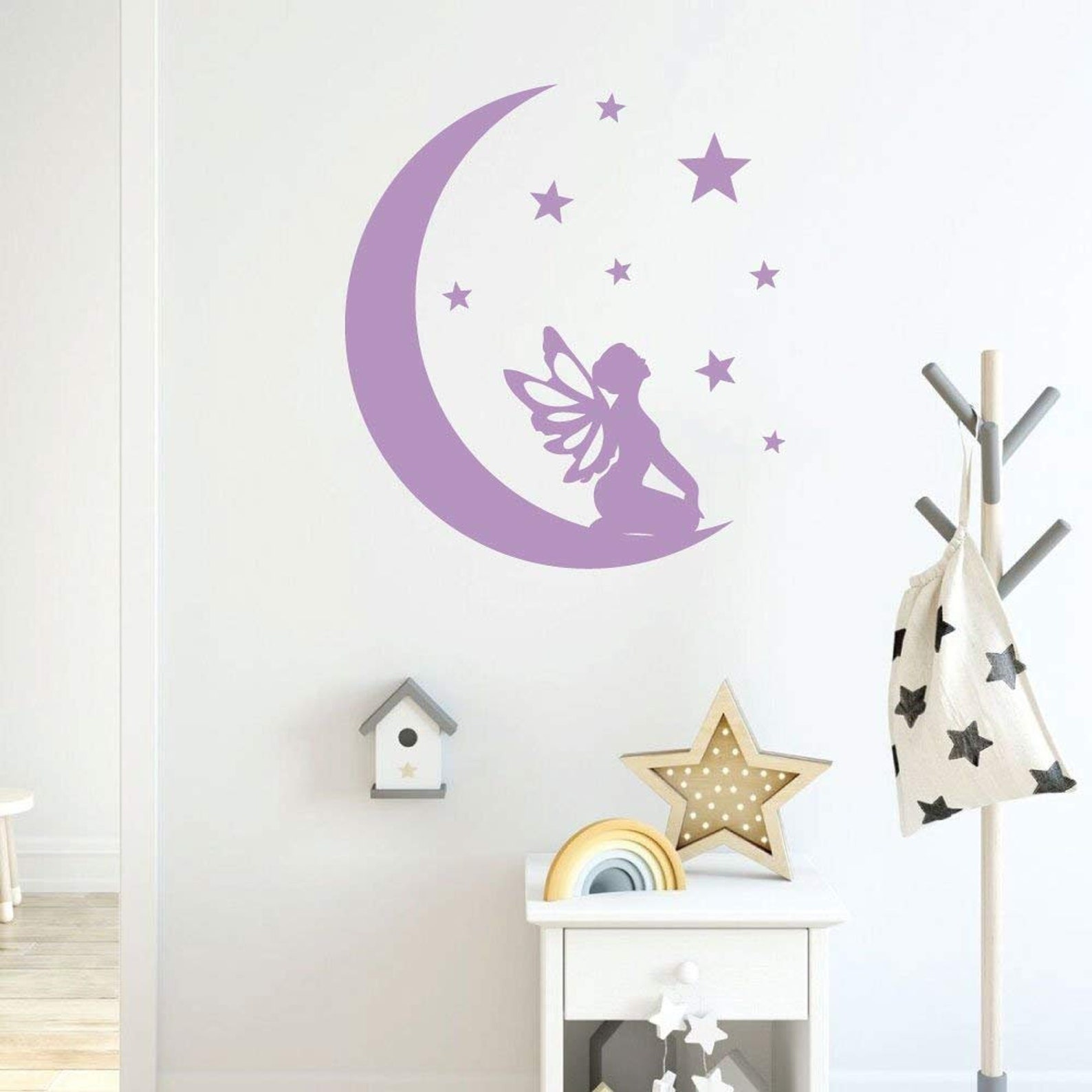 Fairy Wall Decor With Moon and Stars Vinyl Sticker Decal for | Etsy