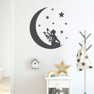 Fairy Wall Decor With Moon and Stars - Vinyl Sticker Decal for Nursery ...