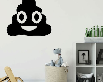 Poop Emoji Wall Decal - Vinyl Decorations for Boys or Girl's Bedroom, Playroom or Fun Decor