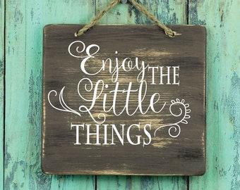 Inspirational Wall Decal Decoration - Enjoy The Little Things - Vinyl Art for Home, Bedroom, Living Room Decor-Vinyl Only-Wood Not Included