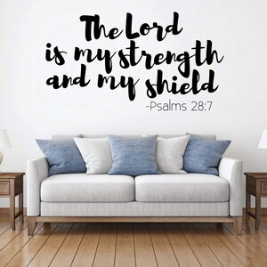 Christian Wall Decal - The Lord Is My Strength - Vinyl Scripture And Religious Home Bathroom Decor - Church Decoration