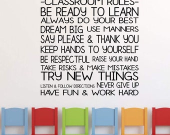 Classroom Decoration | Classroom Rules Vinyl Wall Decal - Back to School Gift for Any Teacher
