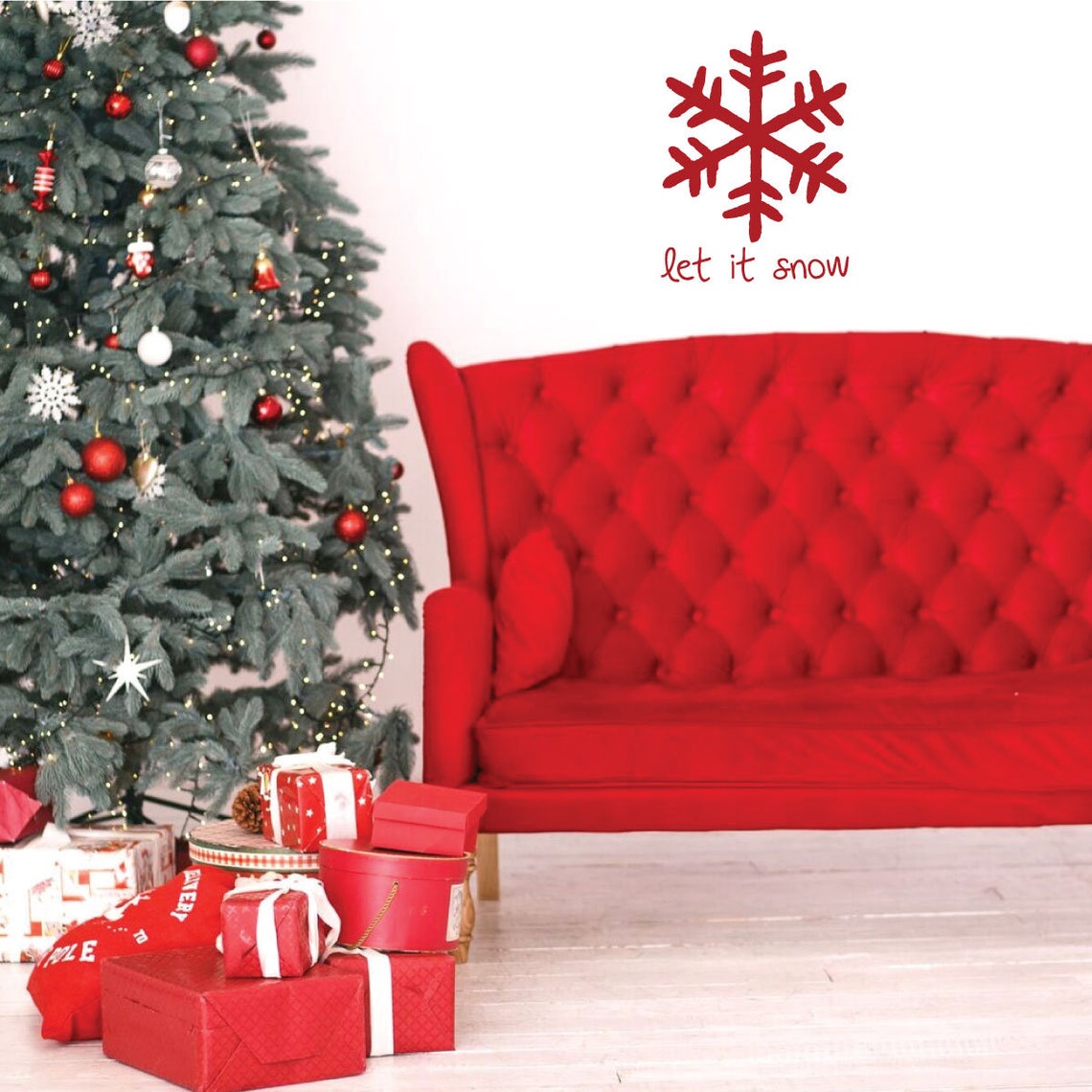 Granja decoración de Navidad Dejar que nieve con copo de | Etsy