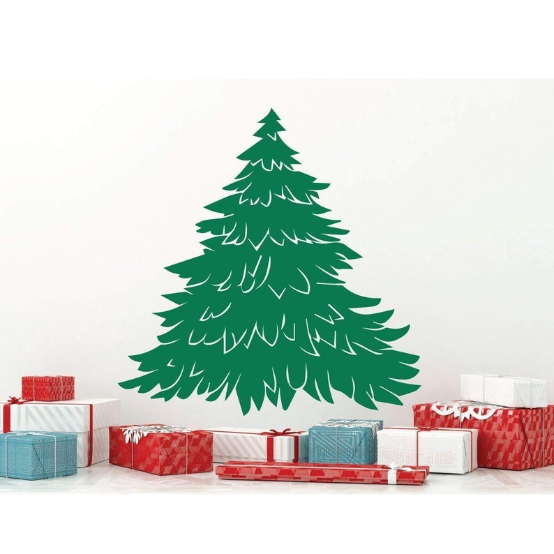 Christmas Tree Wall Decal Silhouette Holiday Vinyl Decor for Etsy