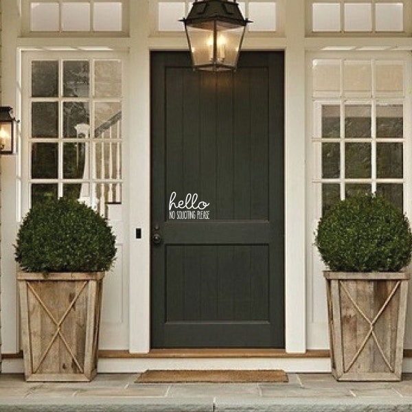 Friendly No Soliciting Vinyl Decal - Hello Front Door Sign