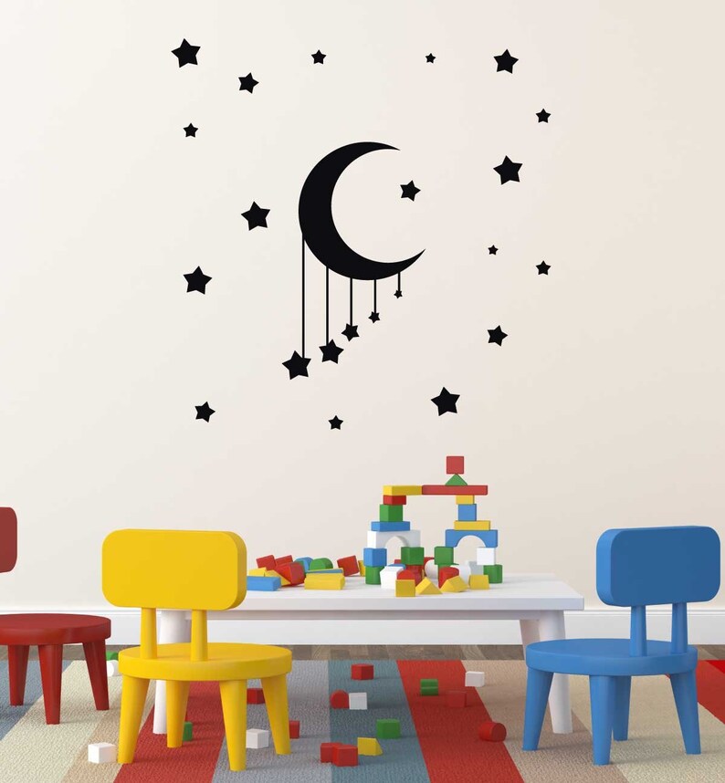 Moon and Stars Baby Room Bedroom Vinyl Decals Children Room Etsy