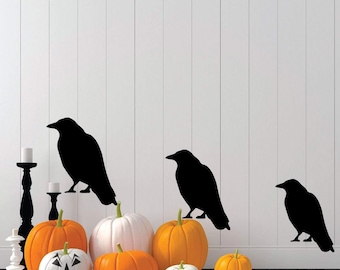 Black Bird Vinyl Wall Decals – Spooky Halloween Decor, Fall Season