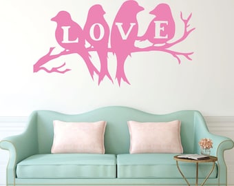 Love Birds Vinyl Wall Art, Gifts For Bird Lovers, Wall Art Decor for the Living Room, Home Office Decor