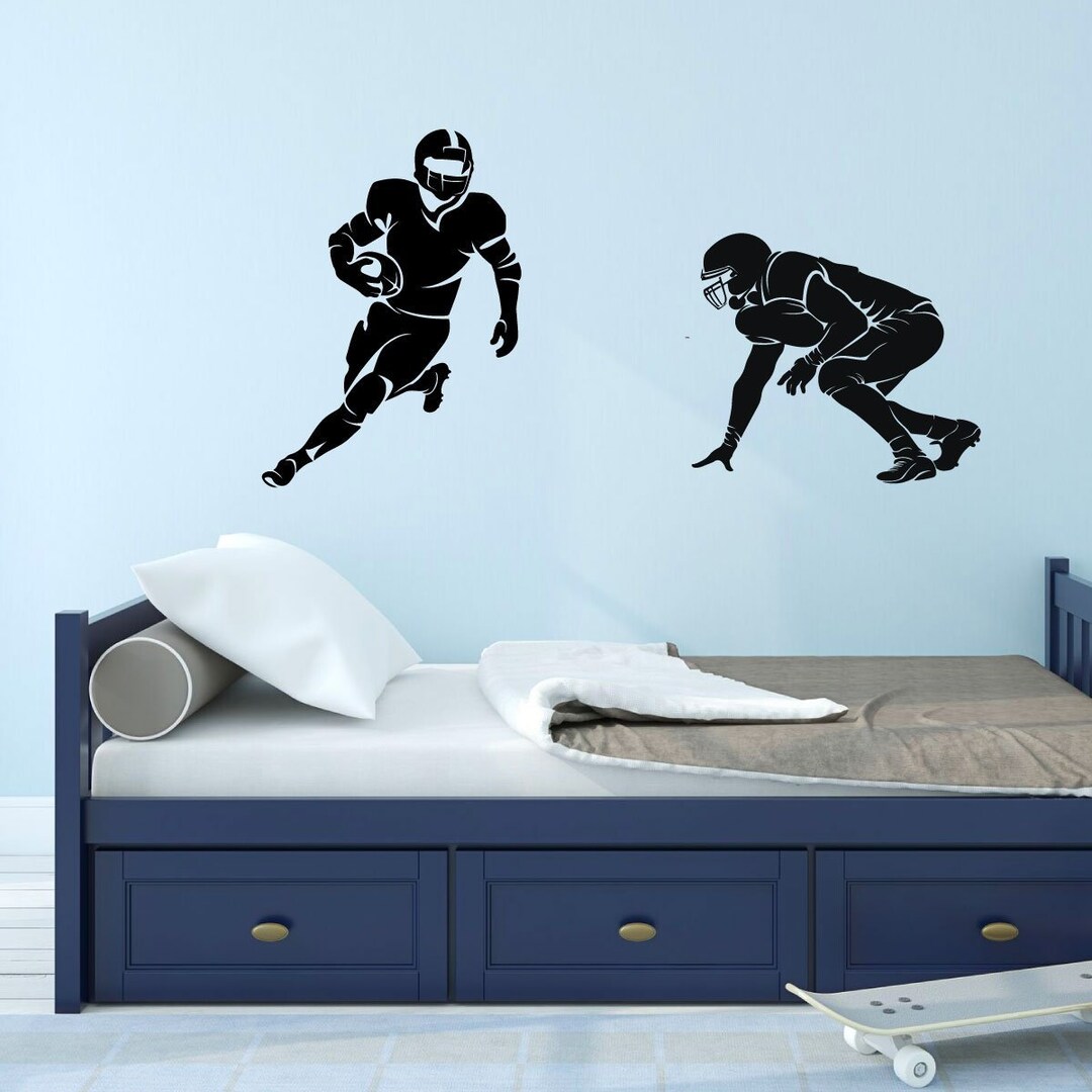 Two Football Players Wall Decal Vinyl Sticker for Boy's Etsy