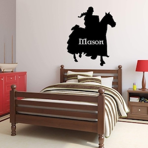 Custom Knight Wall Decal - Personalized Medieval Decoration for Boys Bedroom, Playroom, Man Cave | Small, Large Sizes | Black, White,