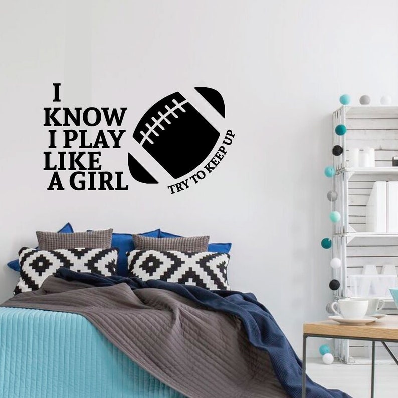 football wall decal play like a girl vinyl sticker for | etsy