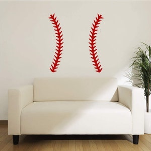 Baseball or Softball Player Gift - Vinyl Wall or Window Decor Decals for Sports Fans and Players - Ball Seams Sticker for Locker Room,