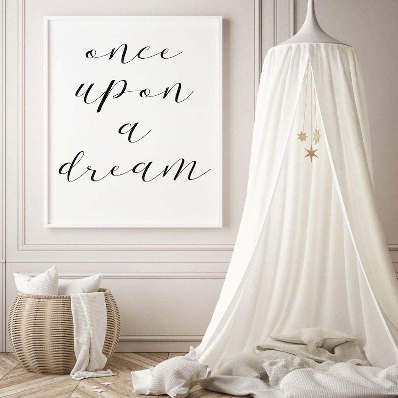 Bedroom Playroom Inspiring Wall Decor for Living Room Once Upon A Dream Beautiful Fairy Tale Quote in Vinyl Lettering