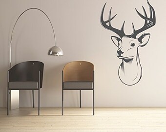 Wall Decal Deer Head Decal Vinyl Wall Decal