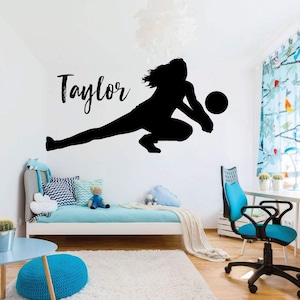 Volleyball Wall Decal, Volleyball Decor for Bedroom, Personalized Volleyball Decal, Personalized Volleyball Vinyl Sticker, Sports Room Decor