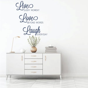 Inspirational Wall Decal - Live Every Moment - Family Vinyl Quotes for Home, Bedroom or Living Room Decor