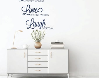 Inspirational Wall Decal - Live Every Moment - Family Vinyl Quotes for Home, Bedroom or Living Room Decor