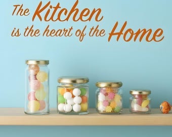 The Kitchen Is the Heart of the Home Vinyl Wall Decal – Kitchen Lettering Decor