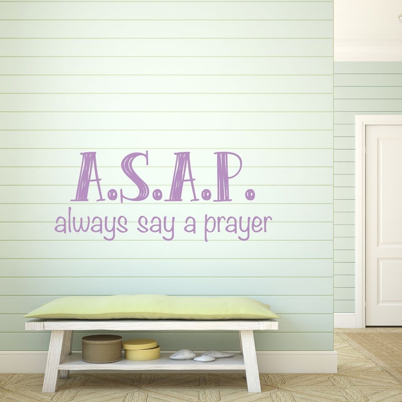 Church Decoration Motivational Wall Sign Prayer Wall DecalsASAP,Always Say a Prayer Religious Vinyl Wall Decal for Home Decor