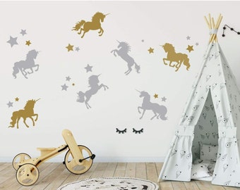 Unicorn Wall Sticker - Wall Decor - Full Wall Mural - Vinyl Wall Decal for Girl&#39;s Bedroom Decor Nursery Teen Girl