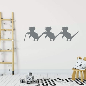 Three Blind Mice Wall Decal, Nursery Rhyme Song And Poem Decoration for Children&#39;s Rooms