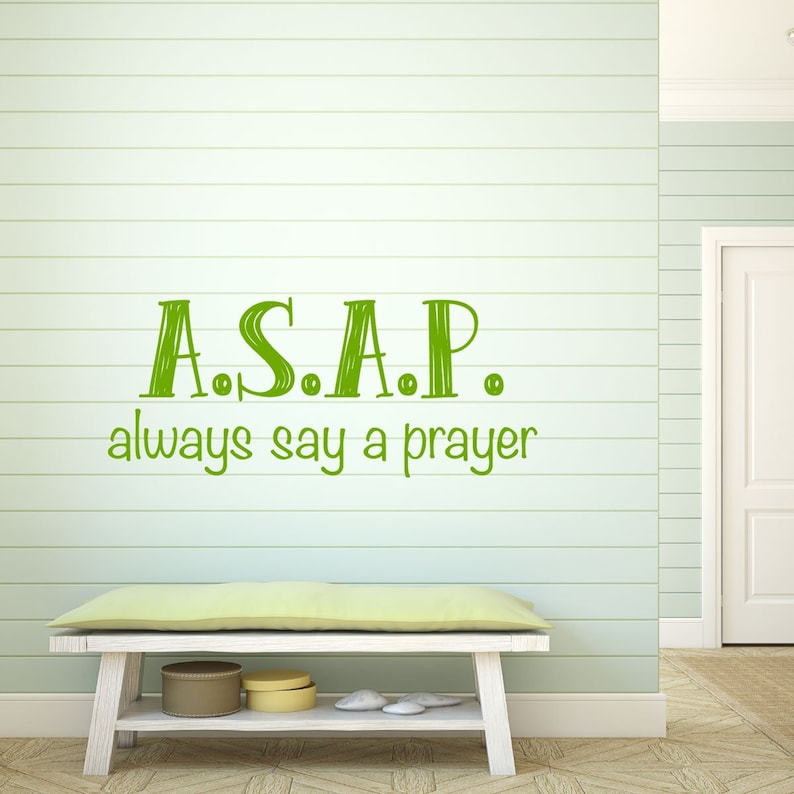 Church Decoration Motivational Wall Sign Prayer Wall DecalsASAP,Always Say a Prayer Religious Vinyl Wall Decal for Home Decor