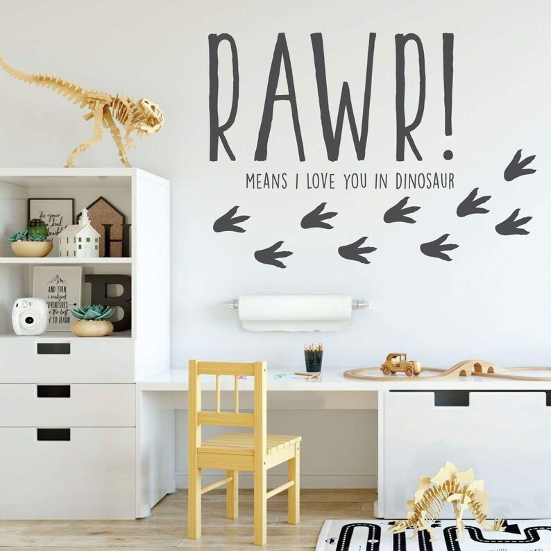 Dinosaur Wall Decal for Kids Room RAWR Means I Love You In Dinosaur Vinyl Sticker for Boy's or Girl's Bedroom Playroom or Baby image 2