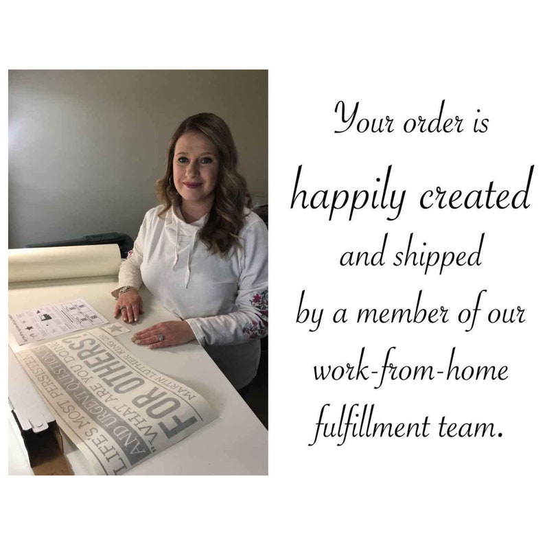 Your order is happily created and shipped by a member of our work-from-home fulfillment team