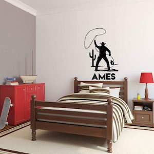 Cowboy Wall Decal, Cowboy Vinyl Stickers, Ranch Decor, Farmhouse Wall Decor, Western Decals, Man Cave, Leaning Cowboy Silhouette Life Size