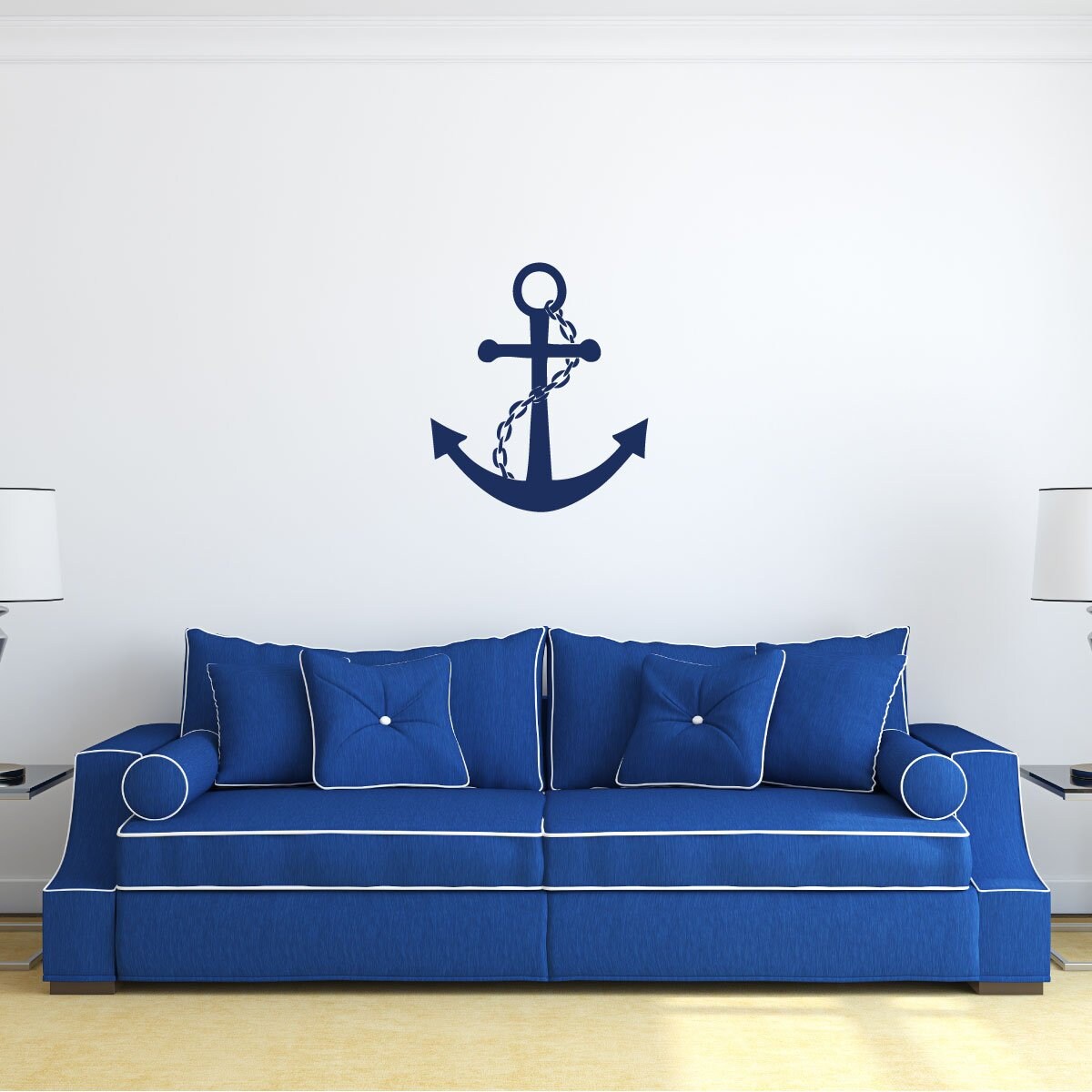 Navy Blue Anchor Vinyl Wall Decal Sticker Large Nautical Etsy UK