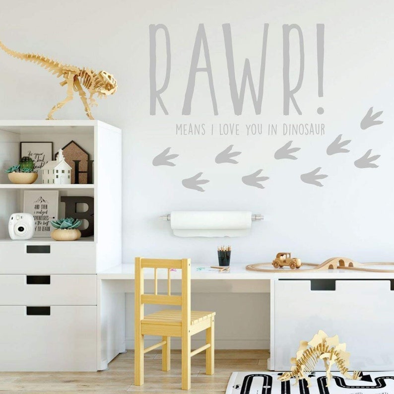 Dinosaur Wall Decal for Kids Room RAWR Means I Love You In Dinosaur Vinyl Sticker for Boy's or Girl's Bedroom Playroom or Baby image 3