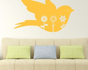 Spring Decorations - Vinyl Wall Decal Bird - Spring Season Brought into Your Kitchen, Bedroom, or Living Room