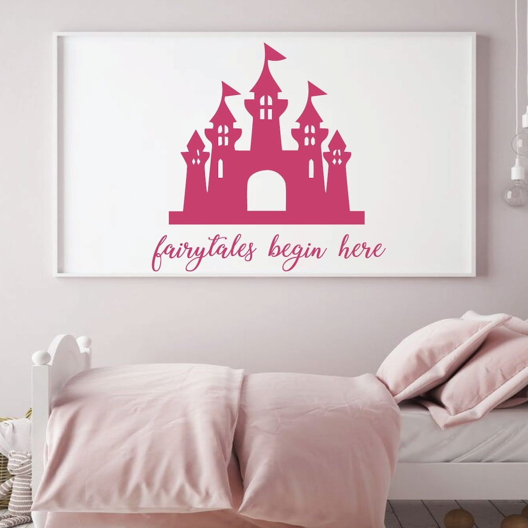 Princess Castle Wall Decal – Fairytales Begin Here, Girl's Room Decor ...