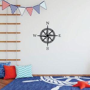 Nautical Compass Wall Decal - Vinyl Decorations for Bedroom, Playroom or Study Area