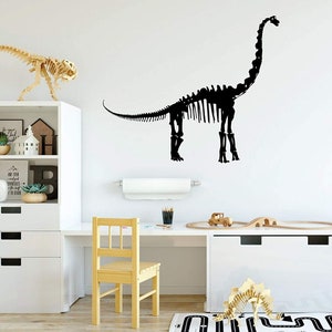 Dinosaur Wall Decals - Long Neck Bones - Personalized Brontosaurus Vinyl Wall Decoration For Children's Room Playroom, Preschool or