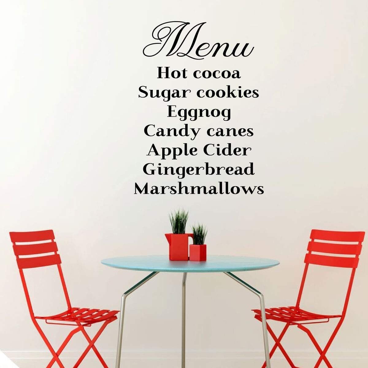 Kitchen Wall Decal - Christmas Themed Vinyl Decor With a Menu List of Christmas Featured Items