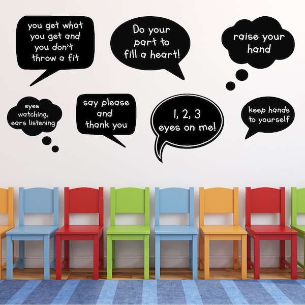 Classroom Rules Speech Bubbles Vinyl Wall Decals – Playroom Decor