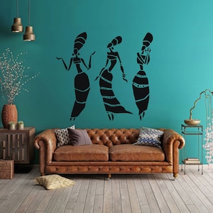 African Women Vinyl Wall Decals - Africa Culture Home Decor for Living Room, Bedroom, or Museum