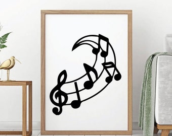 Music Notes Wall Decal - Musician Gifts For Bedroom, Playroom or Studio Room Decoration